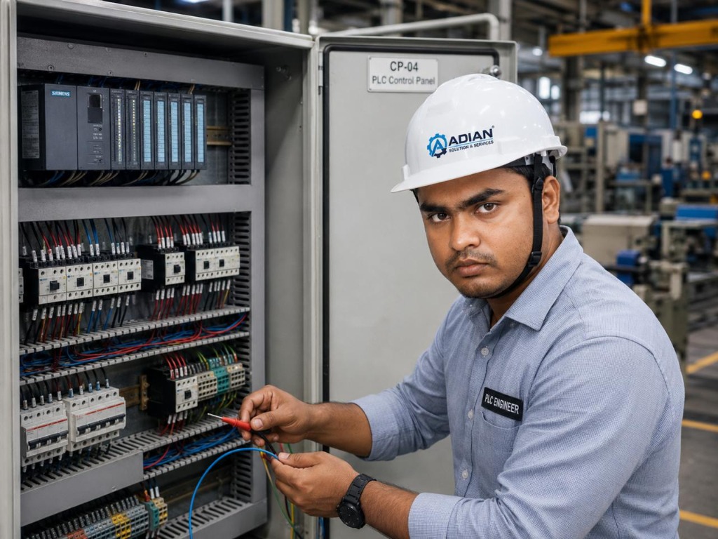 Industrial Engineer working on panel board